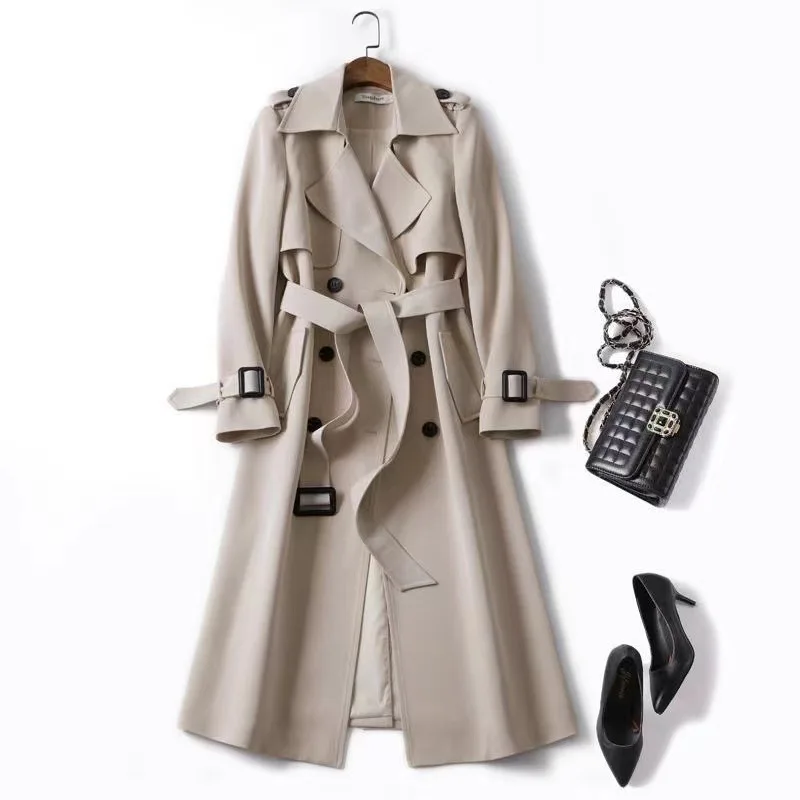

Женский Тренч в винтажном стиле, осенне-зимняя куртка, Модный комбинезон, женская одежда больших размеров, новинка, корейские свободные пальто с длинным рукавом