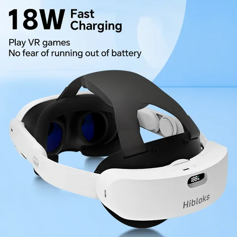 Головной ремень Hibloks 6000 мАч для аккумулятора Meta Quest 3, Регулируемый головной ремень со встроенной зарядкой для наушников Qculus Quest 3, аксессуары