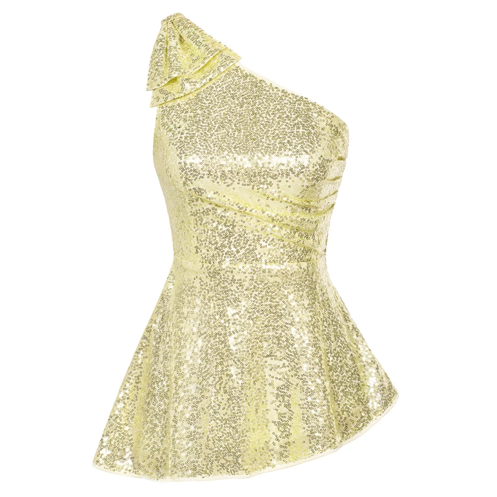 GK женские топы на бретелях с блестками вечерние одно плечо нерегулярные баской