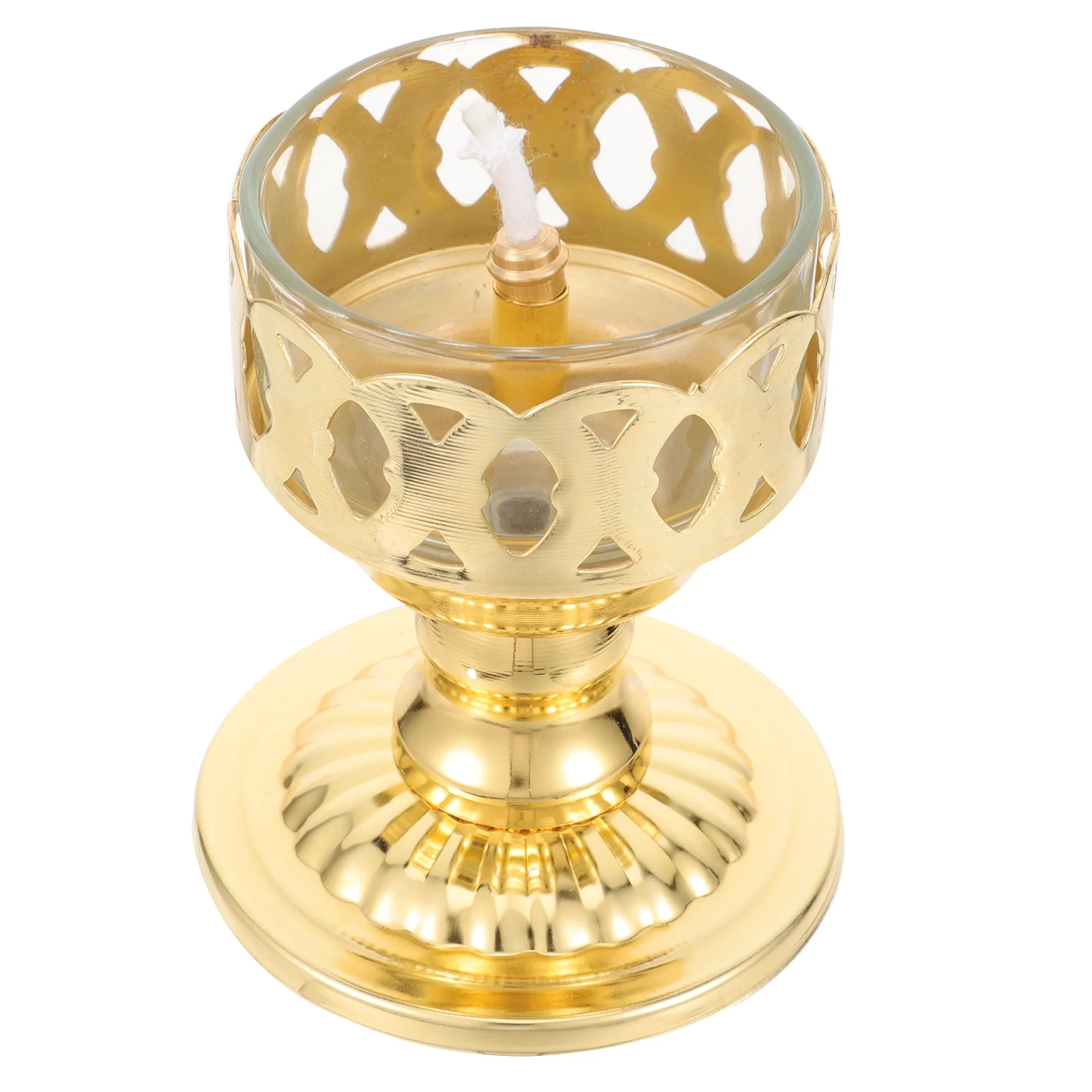 

Temple Oil Lamp Kerosene Vintage Retro Decor Ornament Alloy Decorate Worship Light