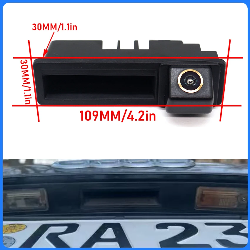Фото CCD HD AHD 170 °   Камера заднего вида Fisheye для Audi A3/S3/RS3 (8P) 2003~2012, встроенная в ручку багажника, с функцией ночного видения и мониторинга при парковке. №2