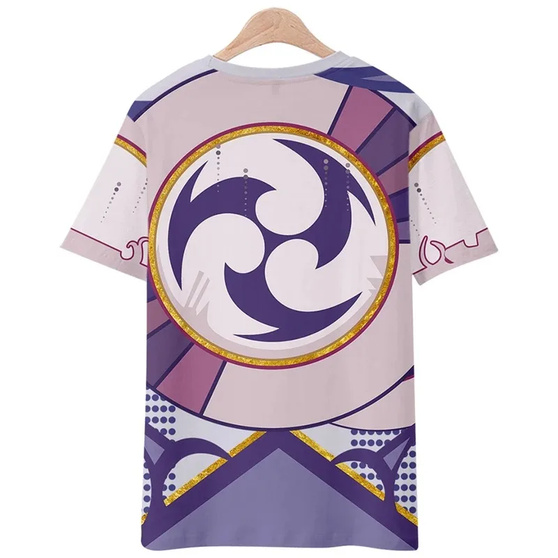 Футболки Genshin Impact Raiden Shogun Baal Homens и Mulher повседневные уличные футболки