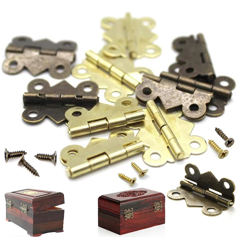

10pcs Small Heavy Duty Butterfly Shape Jewelry Chest Gift Wooden Music Box Wine Case Hinge with screws 2 color 3 size