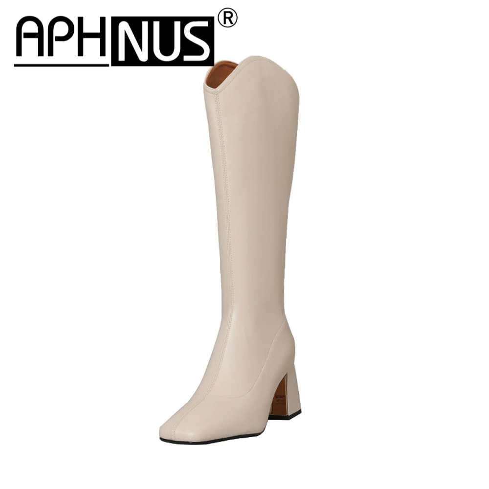 

Женские сапоги-лодочки APHNUS, высокие сапоги выше колена с квадратным каблуком средней высоты, 2022