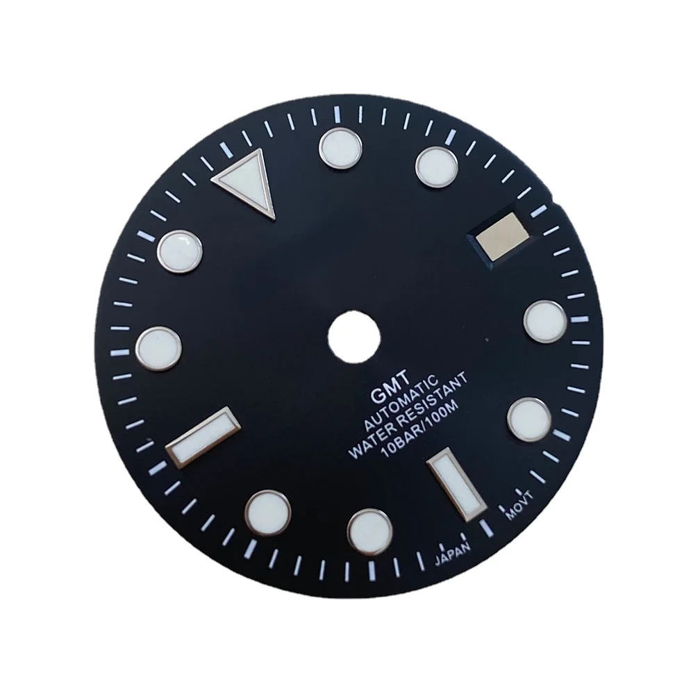 Аксессуары для часов GMT циферблат движения NH34 29 мм узор Sunburst зеленый светящийся