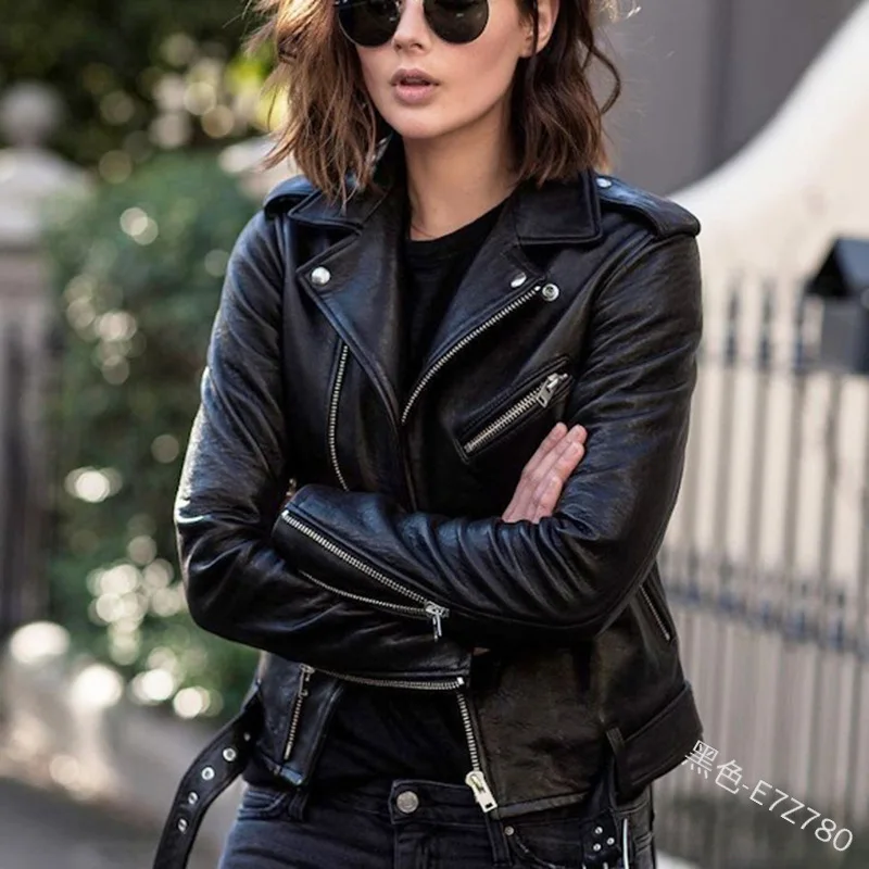 Ladies Coat Dark Academia 2023 Spring Autumn Zipper Motorcycle Jacket Women Short Faux Leather Jacket Black Red Leather Jacket