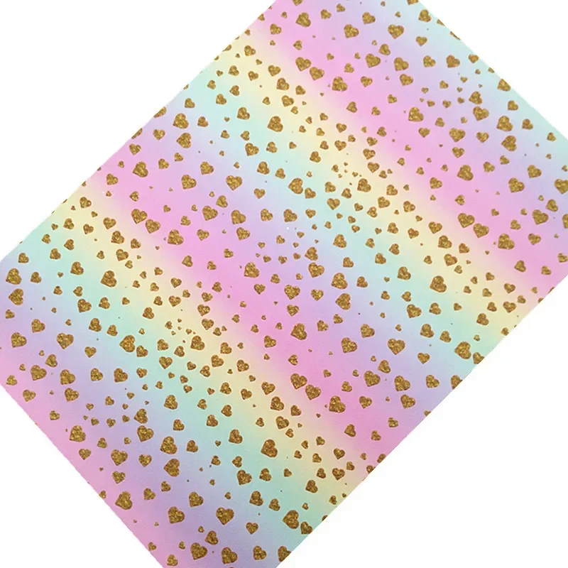 Технические кожаные листы радужные Золотые сердца розы точечные принты