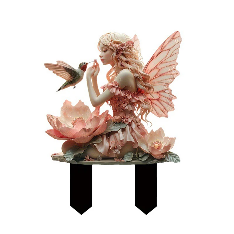 Акриловый садовый ворс керамика ветер розовая лента крыло фея колибри уличное