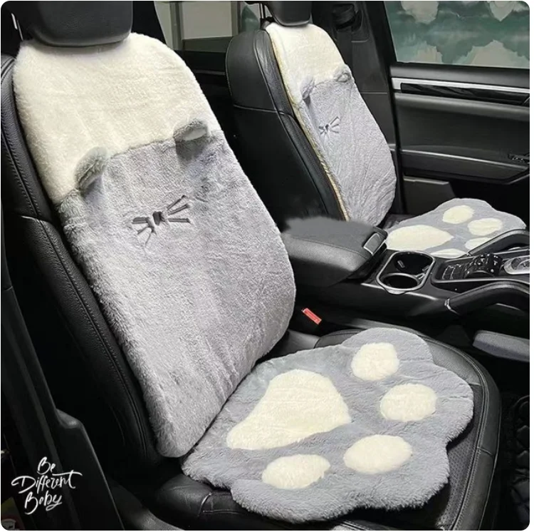 

Серая Милая Автомобильная подушка с кошачьими крапанами, плюшевая мягкая теплая Автомобильная подушка на сиденье, автомобильная Нескользящая подушка для автомобилей, полный комплект, автомобильные аксессуары для интерьера