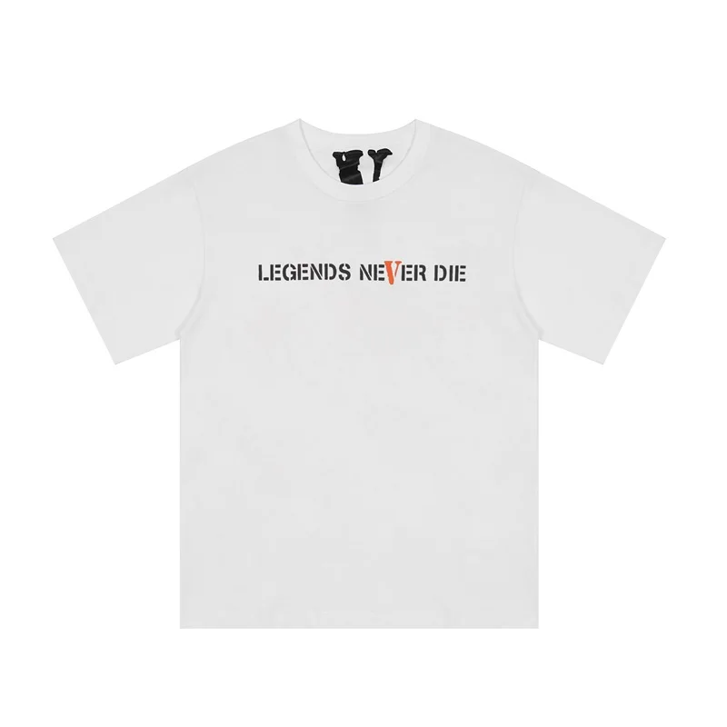 Фото Повседневная Свободная футболка Vlone 22ss из 999 хлопка с коротким рукавом и круглым вырезом №2