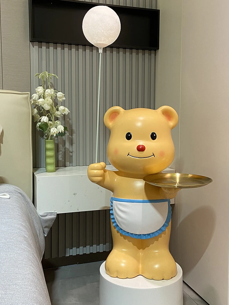 Скульптура милый фартук медведь украшение для пола копилка звук гостиная ТВ-шкаф