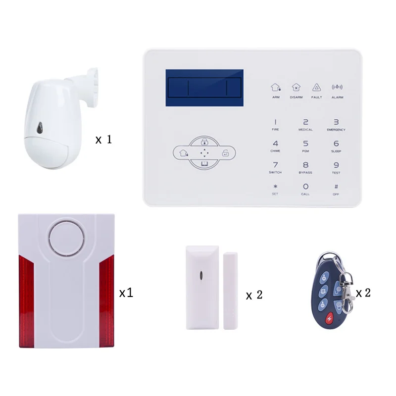 Wireless Focus ST-IIIB GSM PSTN Alarm System with Door Magnet Sensor Strobe Siren Pet Immune Infrared Detector for Home Security