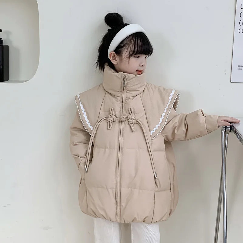 

Fashionable girls new style childrens down jacket thickened stand collarwomens small fragrant childrens clothes fashionable and