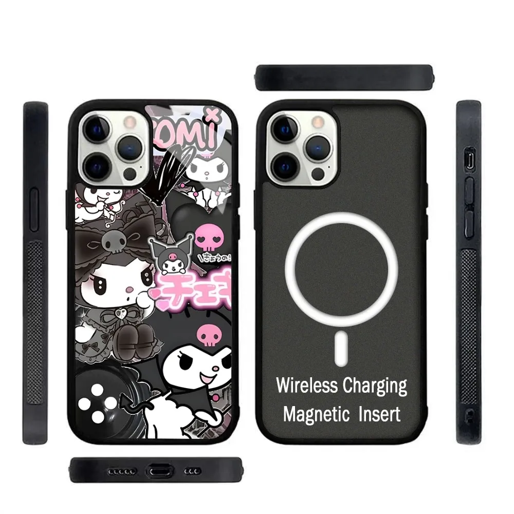 Милый чехол для телефона K-Kuromi Сильный магнитный IPhone 15 14 13 Pro Max 11 12 Mini Alex зеркальный