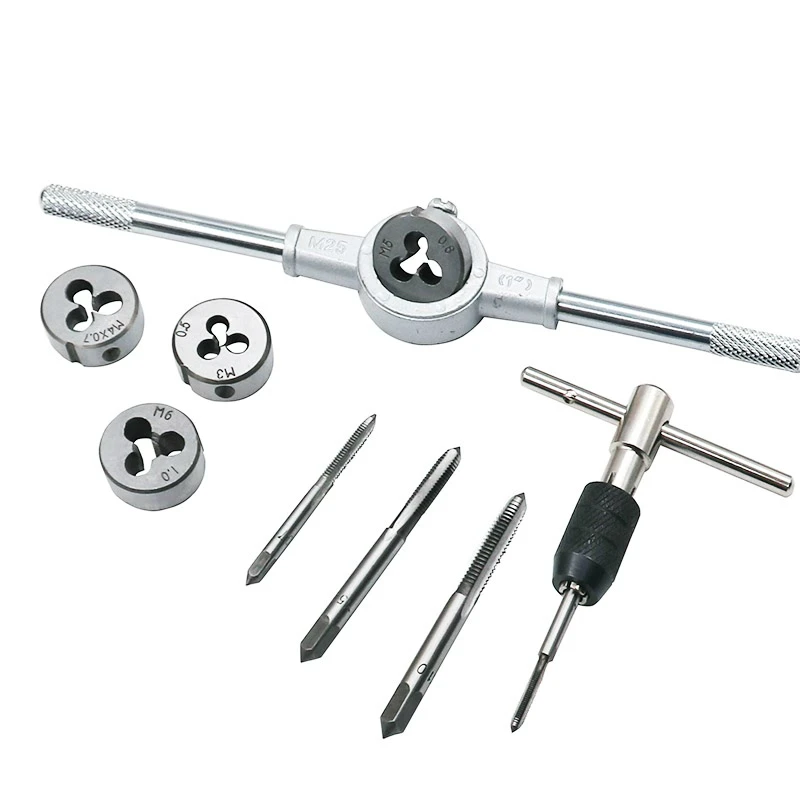 

10pcs Metric Wrench Set Tap Wrench Hand Taps Set and Die Sets M4-M6 Ratchet Die Wrench