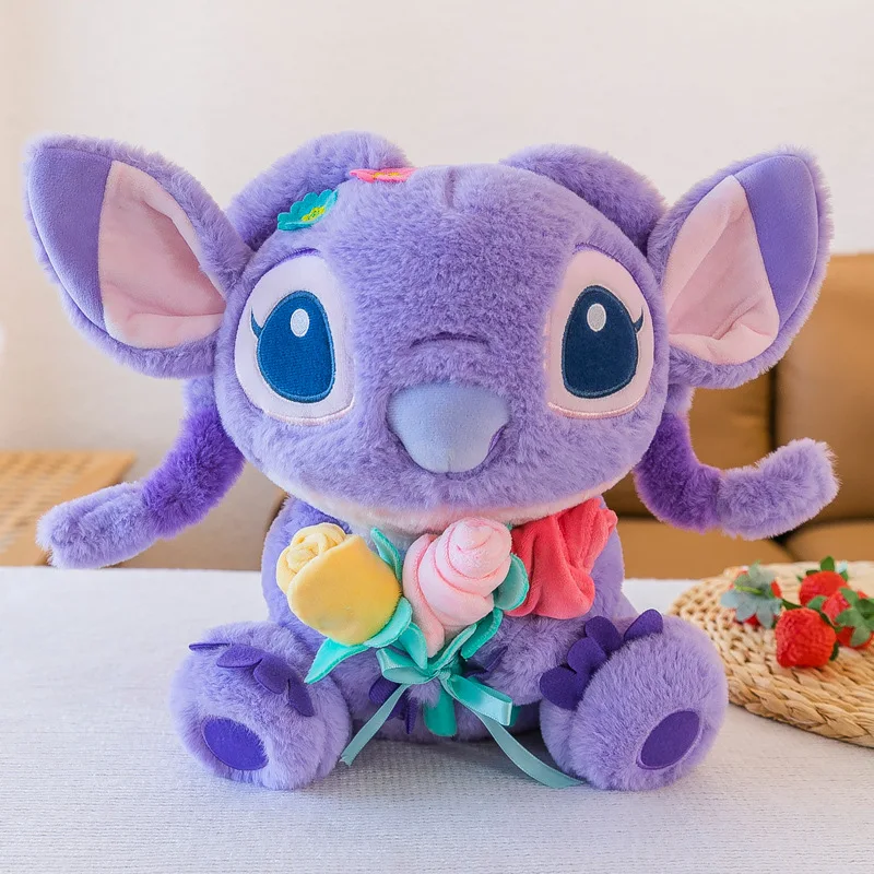 70cm Giant Disney Stitch Plush Doll Toys Interstellar Baby Animation Purple Flower Stitch Stuffed Doll Children's Birthday Gifts