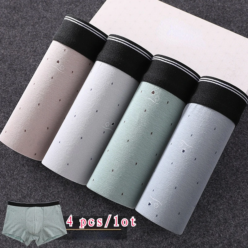 

4 шт./партия, мужские хлопковые трусы-боксеры