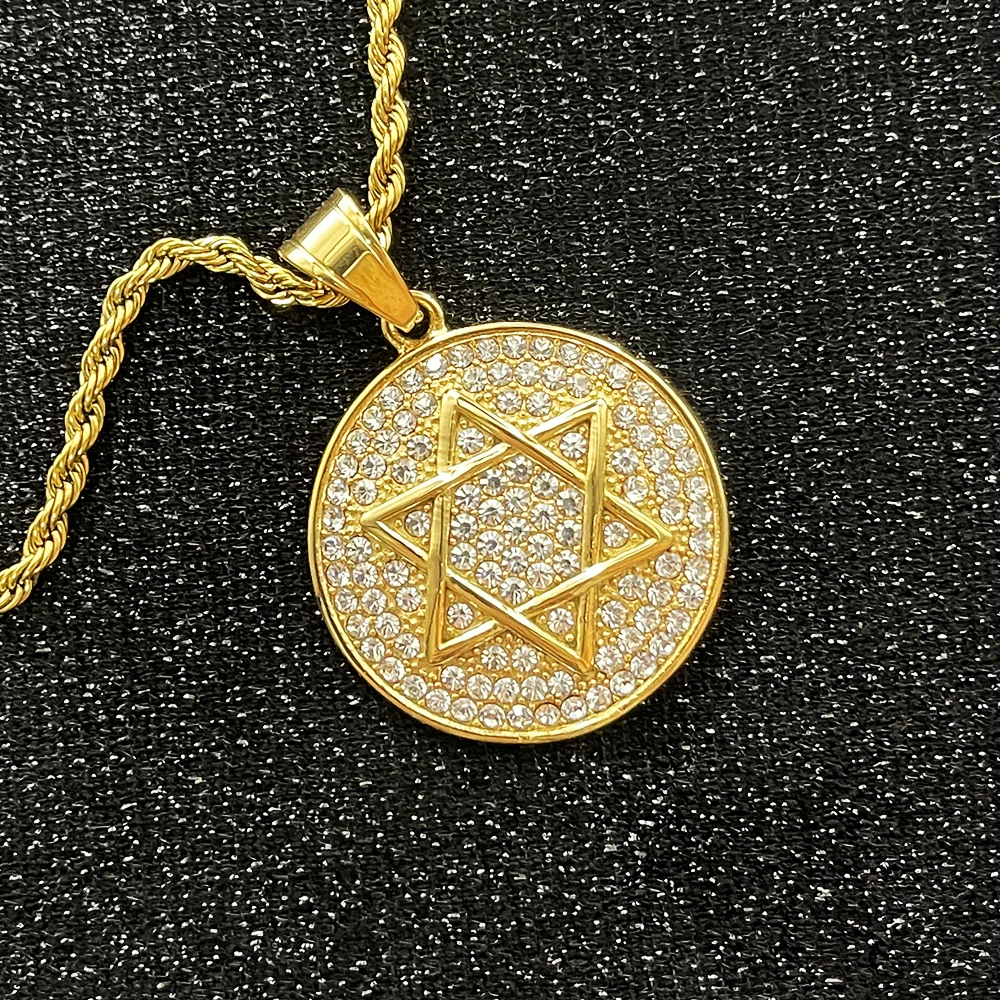 

Звезда Давида, кулон ожерелье с Стразы для мужчин и женщин чокер из нержавеющей стали Chian Винтажные Ювелирные изделия религиозный амулет