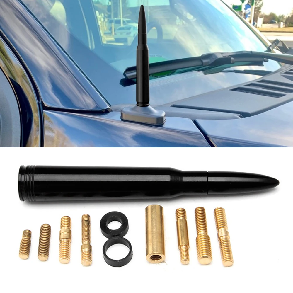 

Universal Aluminium Car 50 CAL Caliber Bullet Antenna Short Kit For GMC Dodge Ram Ford F150 Raptor CRV RAV4 JEEP Anti Theft