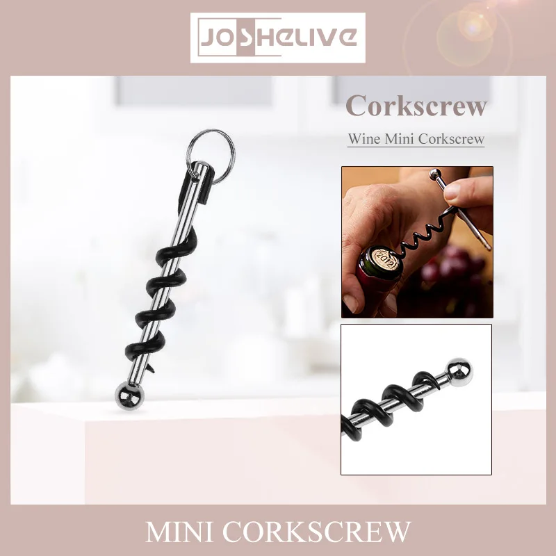 

Stainless Steel Metal Corkscrew Portable Bottle Cork Remover Keychain Wine Bottle Opener Household Barware Tools Bar Accessories