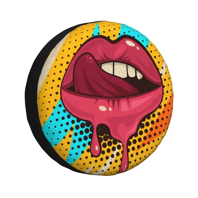 

Sweet Sexy Pop Art Lips Tire Cover 4WD 4x4 RV Spare Wheel Protector for Jeep Wrangler 14" 15" 16" 17" Inch