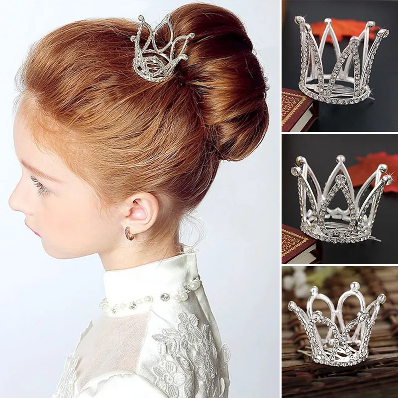 

Детские заколки для волос со стразами мини-Корона Заколки для волос расческа для волос модные детские праздничные аксессуары для волос для выступления головной убор