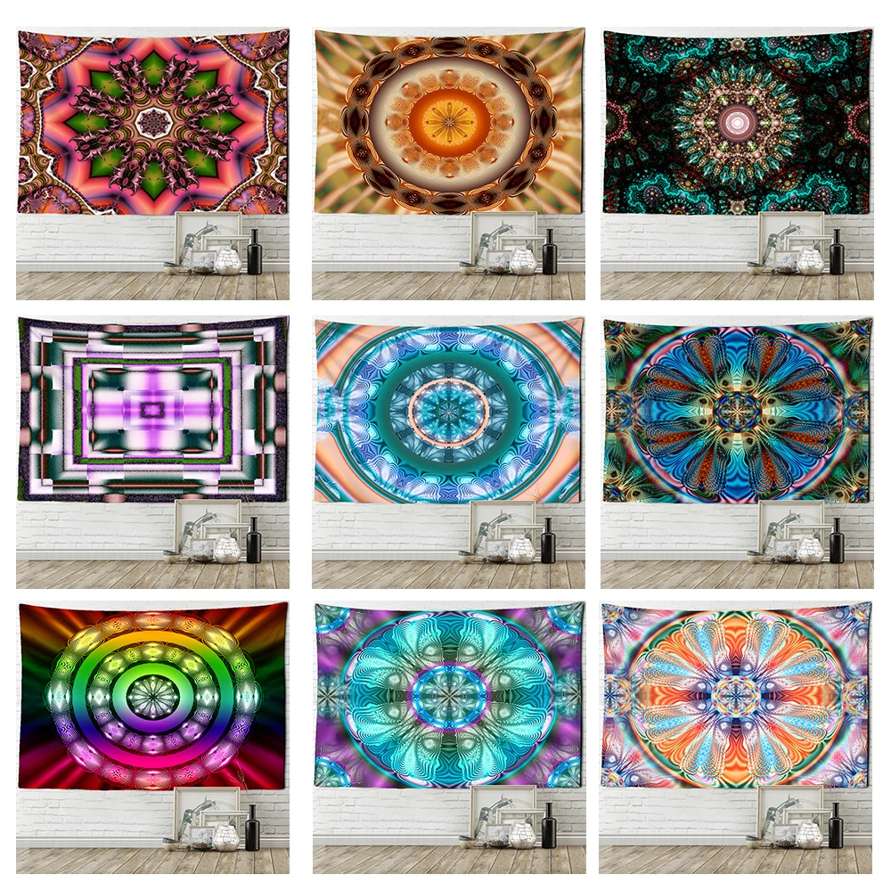 

Customizable Colorful Mandala Tapestry Wall Hanging Boho Style Psychedelic Witchcraft Hippie Art Home