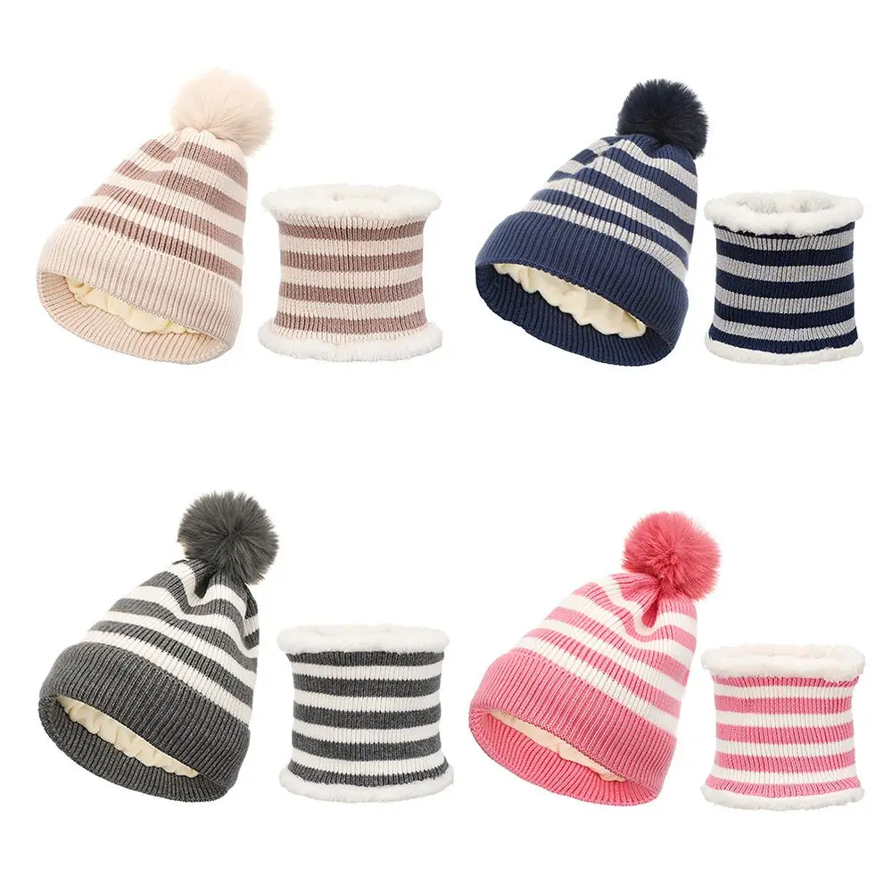 

Winter Thick Toddler Cute Baby Beanie Cap Warm Hat Scarf Set Kids Knitted HatFor 2-5 Years Old