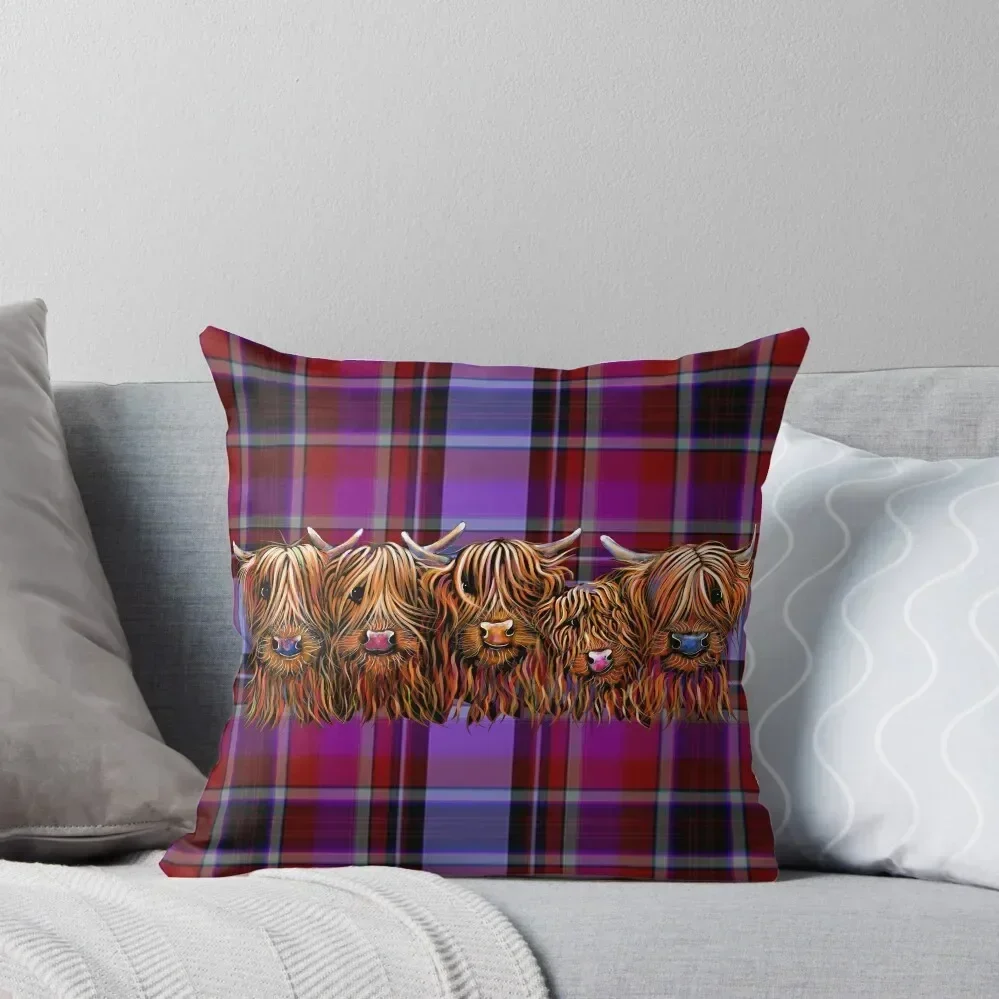 SCoTTiSH HiGHLaND CoW ' The HaiRY BuNCH oF CooS TaRTaN by SHiRLeY MacARTHuR Throw Pillow christmas cushions covers pillow
