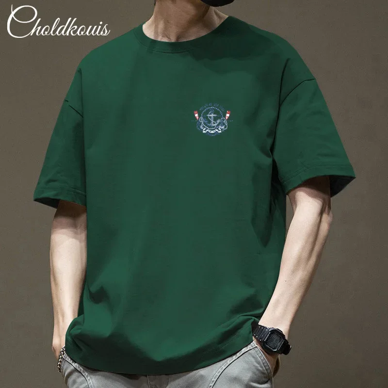 Винтажная мужская хлопковая футболка в американском стиле из чистого хлопка с