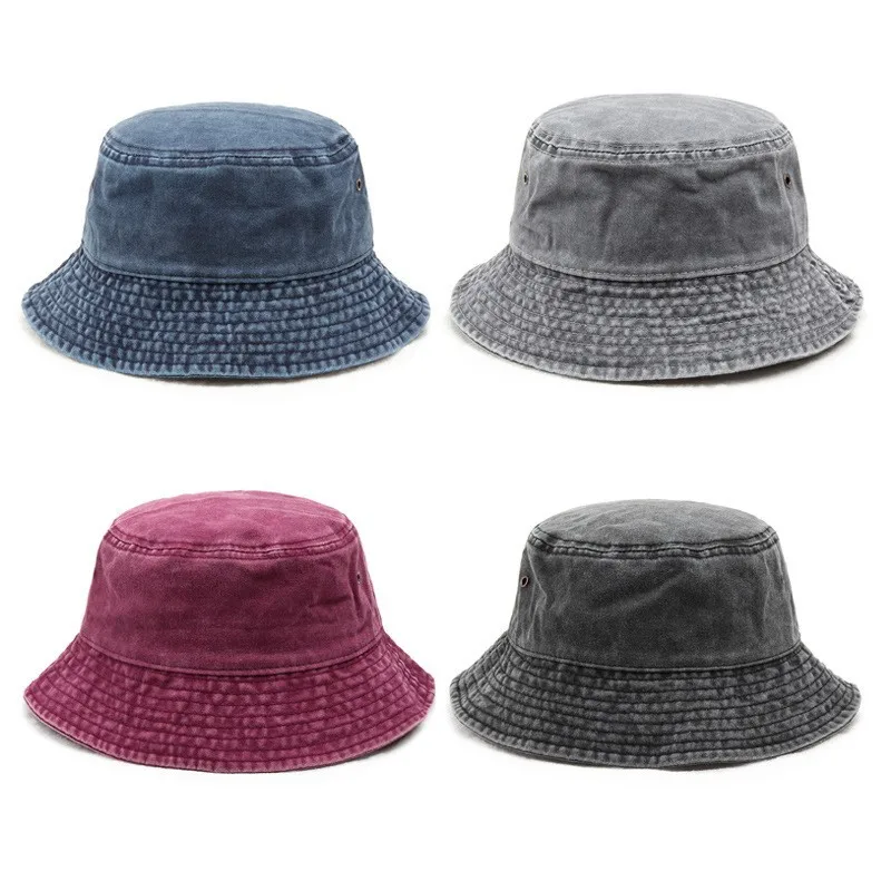 2023 New Fisherman Hat Vintage Denim Bucket Hats Outdoor Men Women Washed Cotton Panama Hat Fashion Hip Hop Gorros Bob Hat