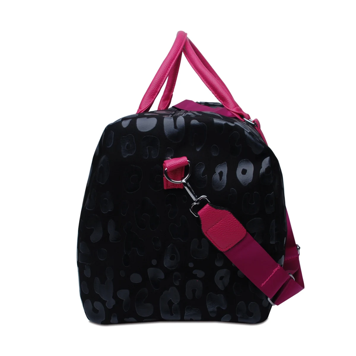 Canvas Black Leopard Duffle Bag Women Casual Travel Beach Tote Large Capacity PU Luggage Weekender Overnight Sports Bag Domil105