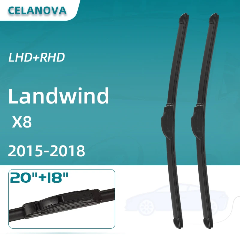 

Лезвия очистителей лобового стекла автомобиля для Landwind X8 2015-2018, резиновые стеклоочистители без рамы 20 + 18 дюймов