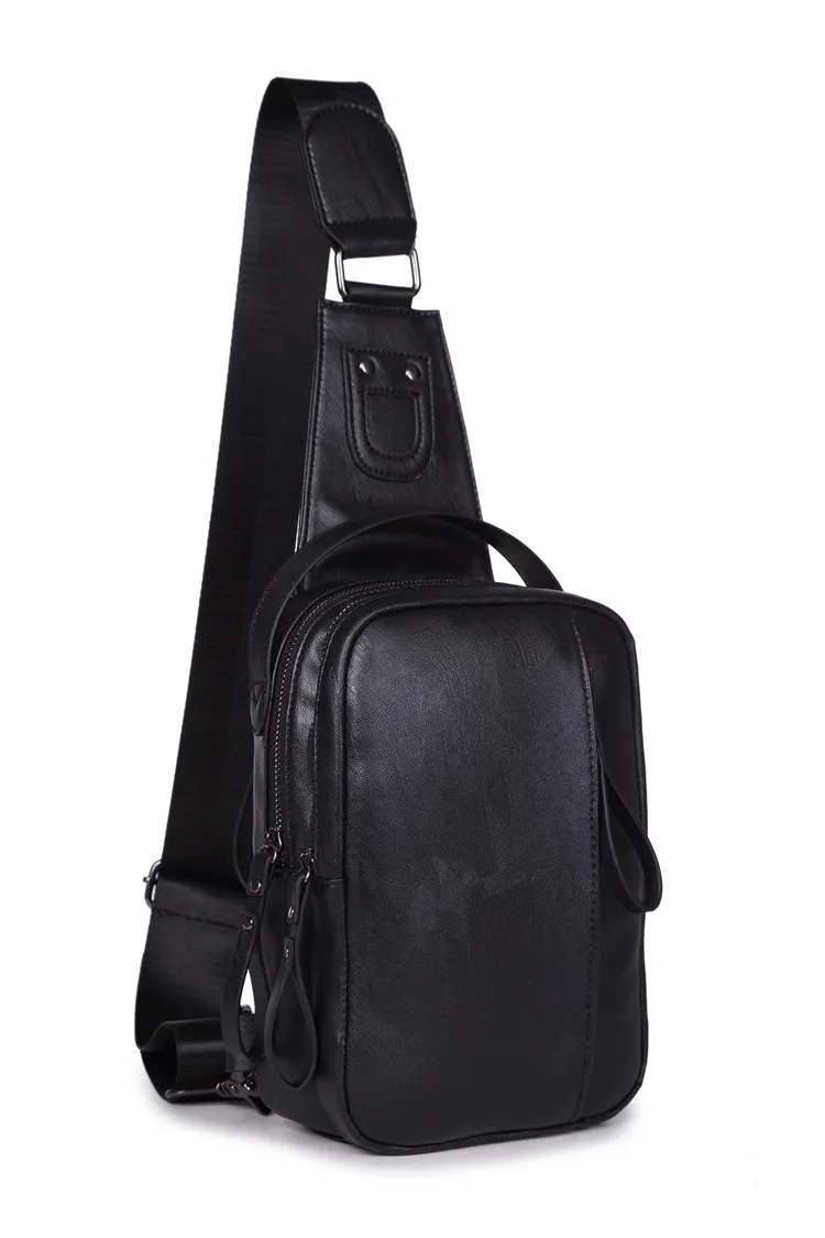 2023 New USB Charging Leather Chest Bag Fashion Men's Waist Bag Waterproof Pu Crossbody Bag Male Motorcycle Riding Chest Pack