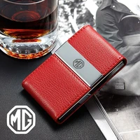 leather business card case for mg zs 5 6 350 tf zr mgf gs 3 7 zt mgr credit card id case magnetic flip cover card storage box
