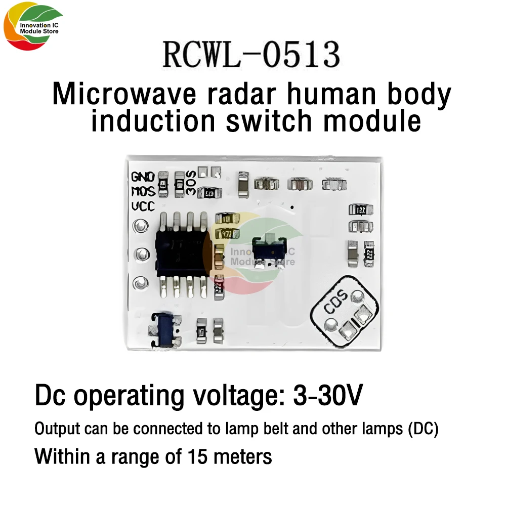 

DC3-30V RCWL-0513 microwave radar human body induction switch module intelligent induction detector can be directly lit