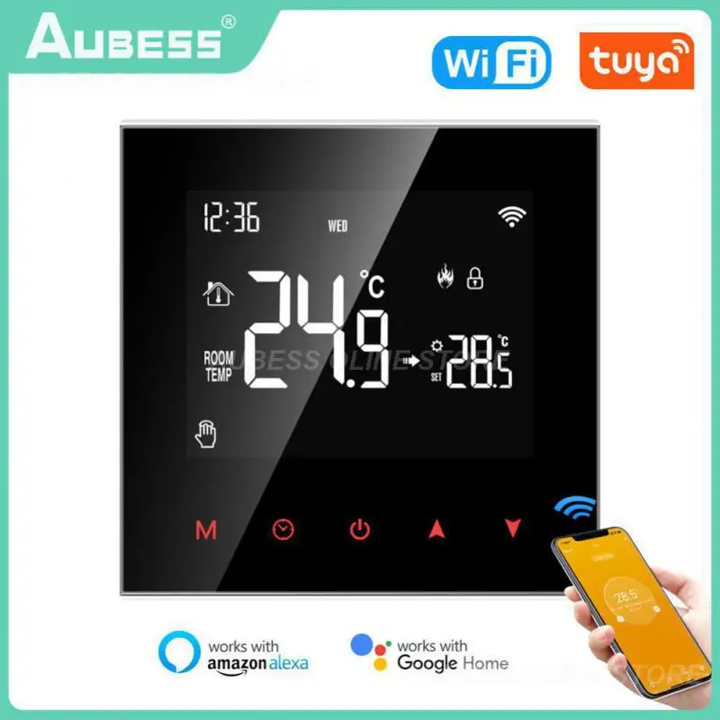 

Programmable Wifi Smart Thermostat App Control Heating Water Boiler Temperature Semsor Auto Mode Manual Tuya 3a 16a