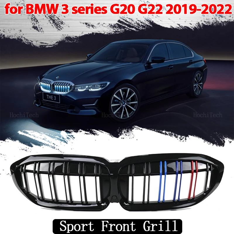 

Front Bumper Kidney Grill for BMW 3 series G20 G22 2019-2022 Gloss Black Dual Line Grille Car Styling Racing Grilles Replacement