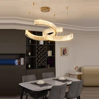 led postmodern golden silver dimmable crystal lustre suspension luminaire lampen hanging lamps pendant light for dinning room