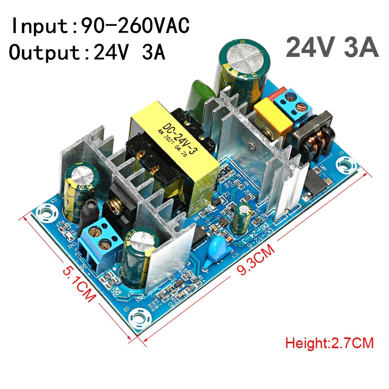 para dc 24v 3a Interruptor de Placa de Módulo de Alimentação Ac-dc 72w Interruptor de Alimentação para Adaptador Dc-24v3 ac 90260v