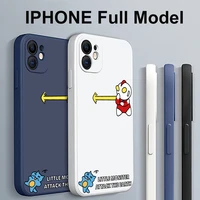 cartoon altman color liquid silicone case for iphone 11 12 13 pro max 13 12 mini xs xr max 8 7plus 6s 6 plus se 2020 cover funda