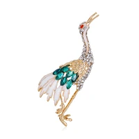 tulx flying crane bird brooches for women unisex shining beauty enamel rhinestone animal casual party office brooch pin gifts