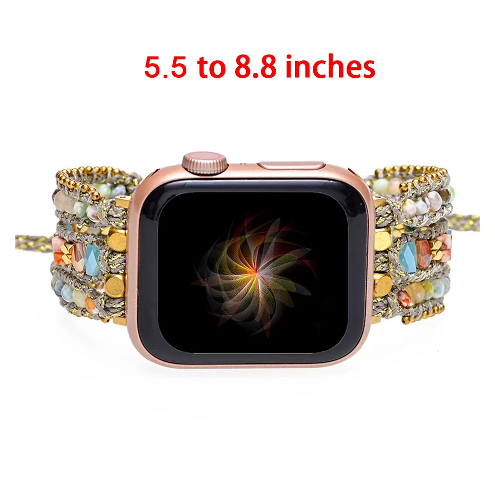 Natural Gemstone Bohemian Strap For Apple Watch Ultra 49mm 8 7 41mm Band For iWatch 6 5 4 3 2 1 38mm 42mm 40mm 44mm Bracelet