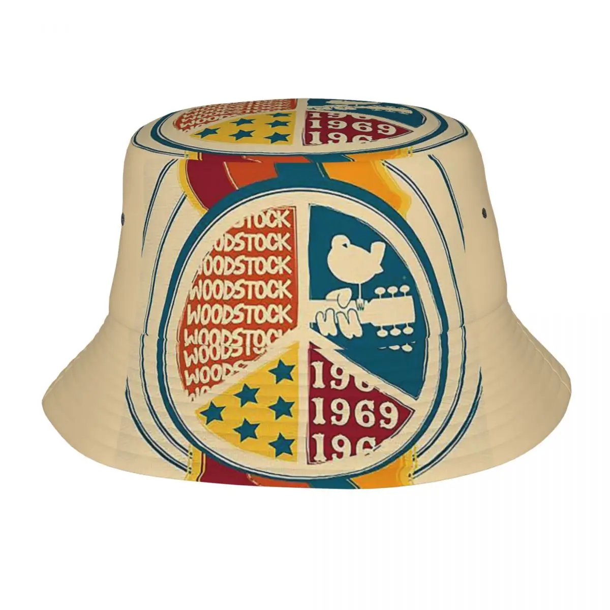 

Woodstock Peace 1969 Bob Hats for Teen Vocation Rock Music Hippie Field Hat Style for Outdoor Sport Fisherman Hat Country Hat