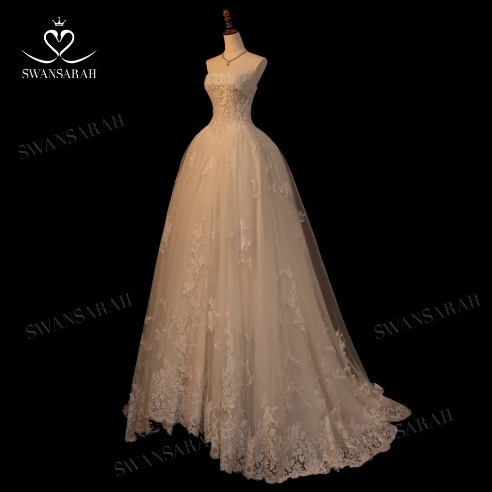 

Женское свадебное платье без бретелек, романтическое платье трапециевидной формы со шлейфом, модель 2023 года