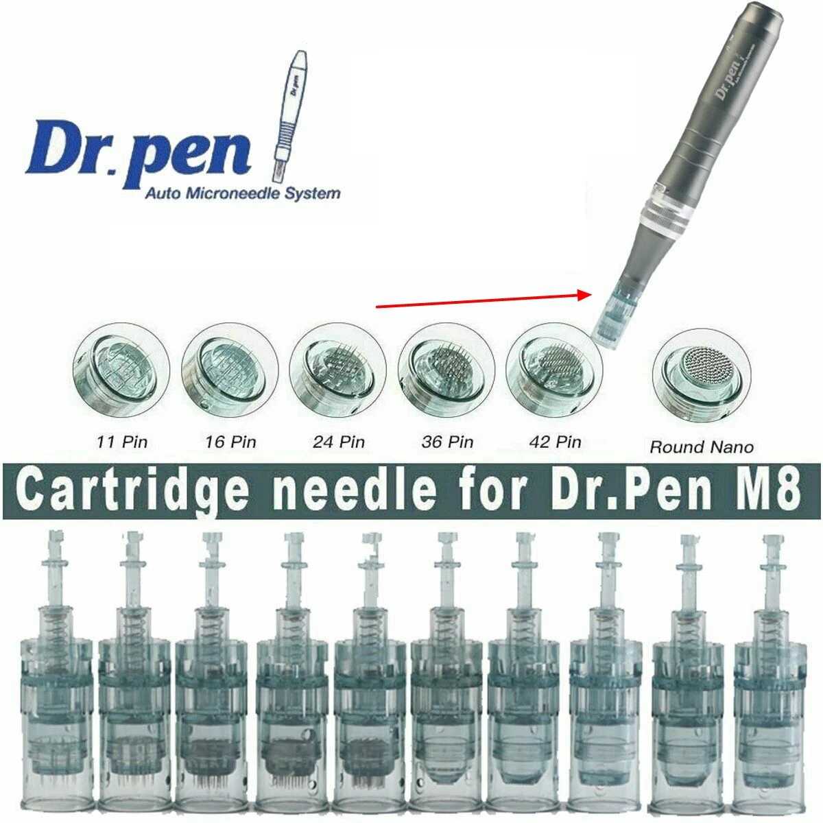 

1PCS/10/50Pcs Dr. Pen M8 Needles Cartridges 11 16 36 42 pins Nano MTS Microneedle for Dr pen M8 Microneedling Tattoo Needle
