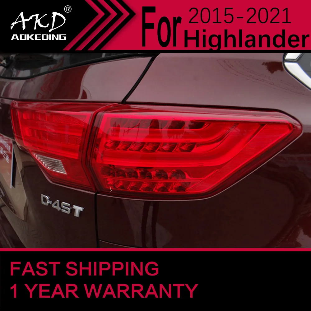 Автомобисветильник для Toyota Highlander светодиодный задний фонарь 2015-2021 стоп-сигнал