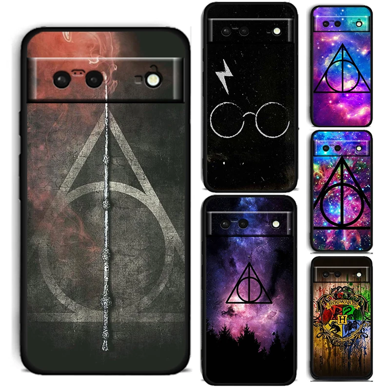 

Cool Ring harrys P-potter Wand For Google Pixel 7 6 6A 5 4 5A 4A XL Pro 5G Shockproof Soft TPU Black Phone Case Cover
