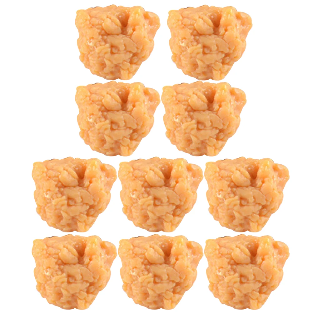 

10 Pcs Simulation Popcorn Chicken Imitated Nuggets Toy Model Adorable Food Decor Pvc Plastic Roasted Child Desk Top