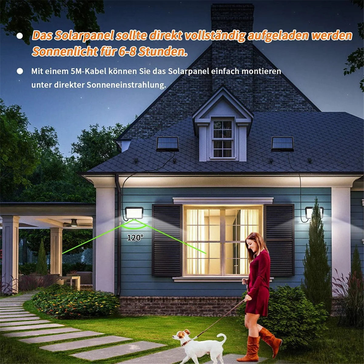 Водонепроницаемый настенный светильник на солнечной батарее с датчиком